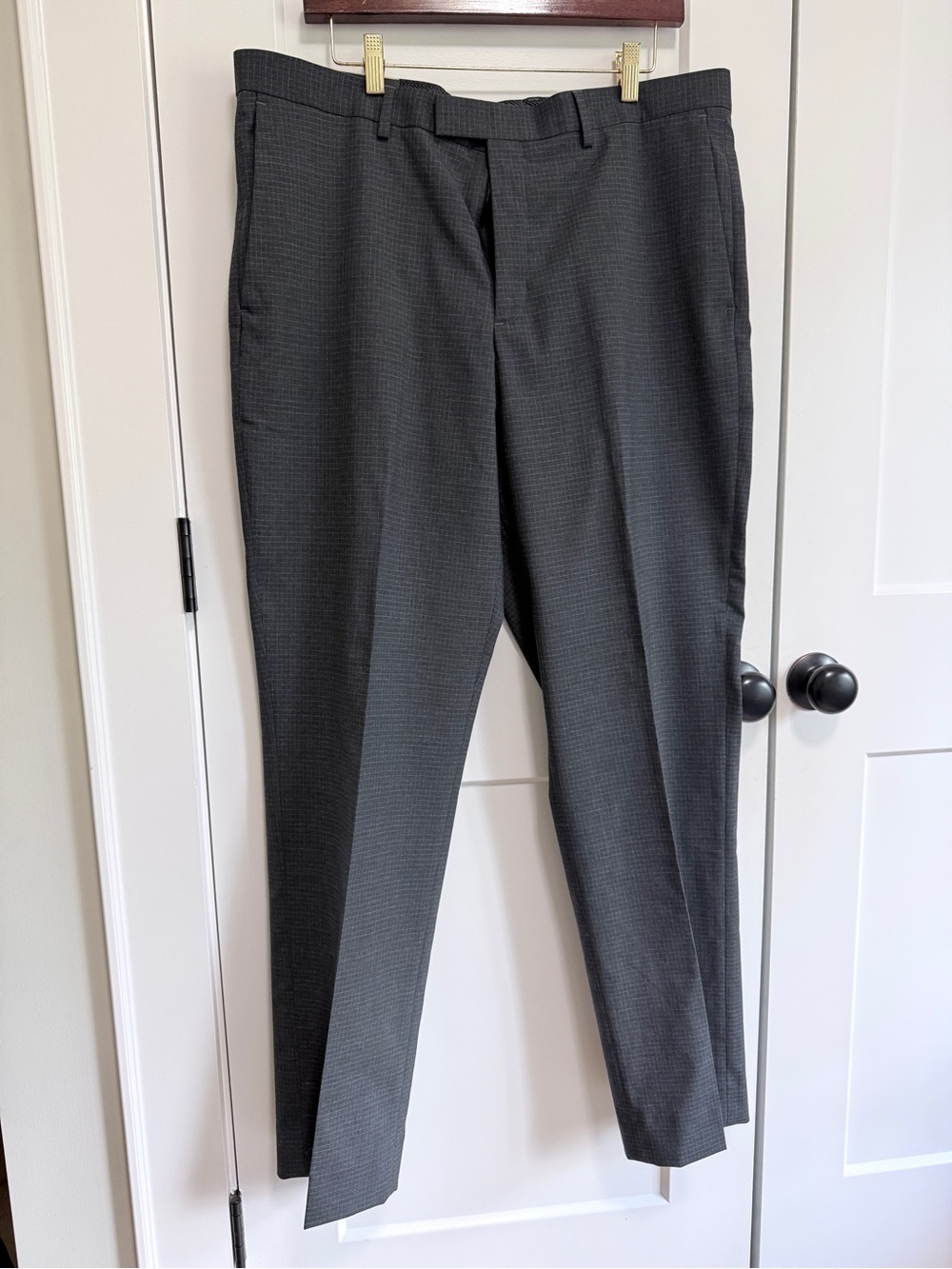 Banana Republic Men Charcoal Micro-Check Dress Trouser Pant
